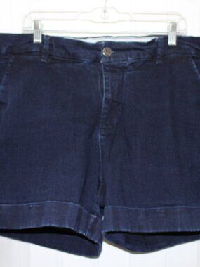 Dear John Women's Jean Shorts Cuffed Stretch Denim Dark Wash Size 22W (23-12)